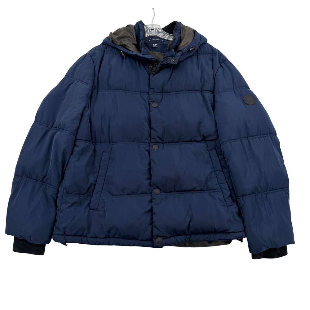 Lucky Brand Mens Navy Blue Recycled Heavyweight Puffer Jacket Hooded K66521 XL